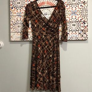 Brown print London Times dress sz 8